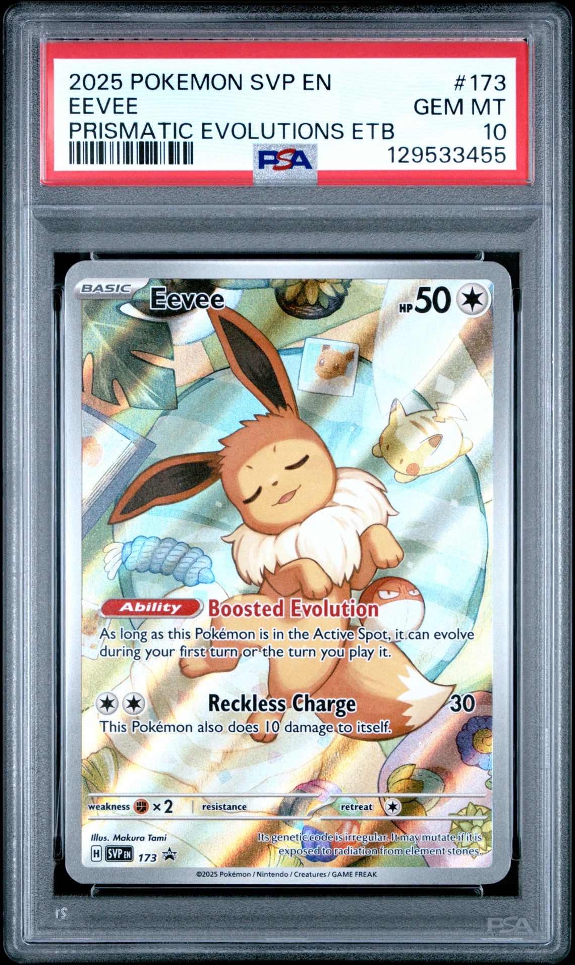 2025 Pokemon Svp En-Sv Black Star Promo Eevee #173 (Prismatic Evolutions Etb) Gem Mt 10 front