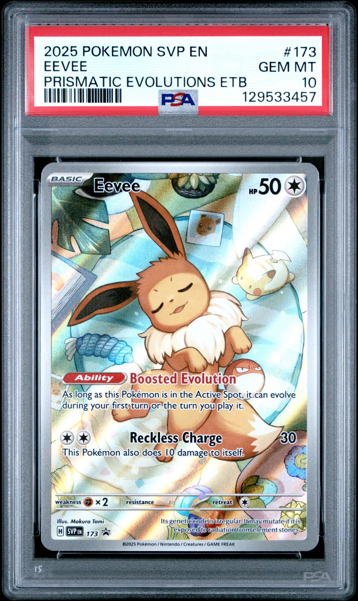2025 Pokemon Svp En-Sv Black Star Promo Eevee #173 (Prismatic Evolutions Etb) Gem Mt 10 front