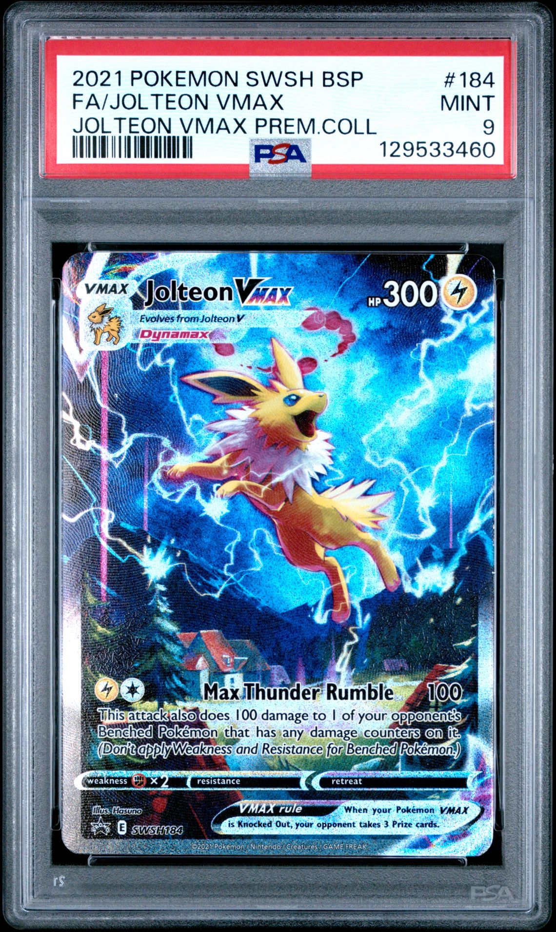 2021 Pokemon Swsh Black Star Promo Fa/Jolteon Vmax #184 (Jolteon Vmax Prem.coll) Mint 9 front