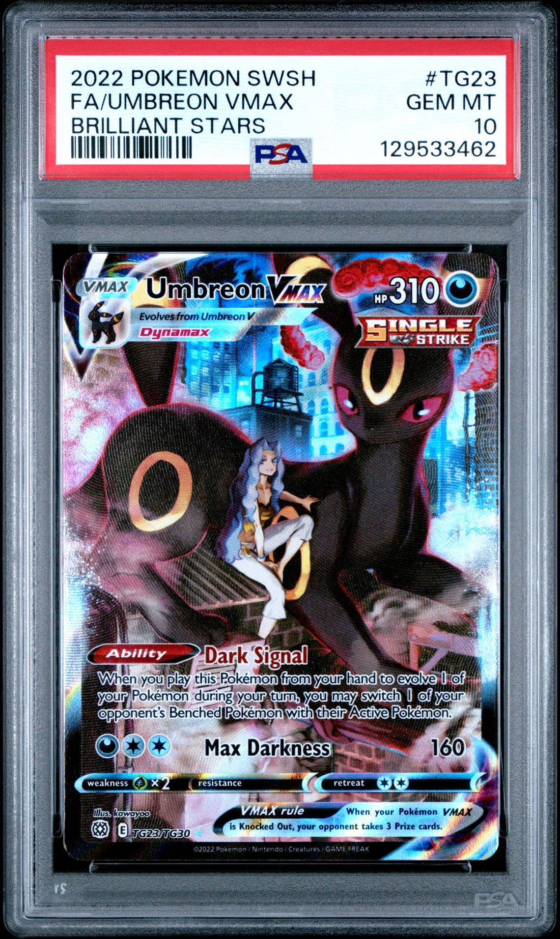 2022 Pokemon Sword & Shield Brilliant Stars Fa/Umbreon Vmax #Tg23 (Brilliant Stars) Gem Mt 10 front