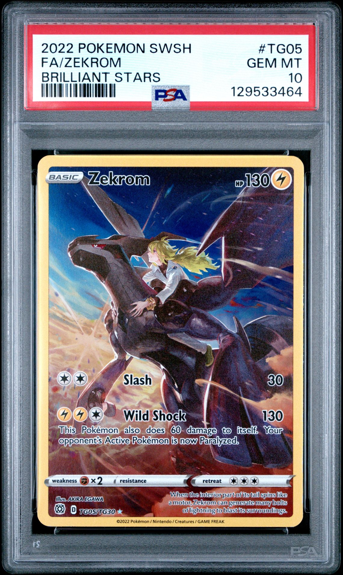 2022 Pokemon Sword & Shield Brilliant Stars Fa/Zekrom #Tg05 (Brilliant Stars) Gem Mt 10 front