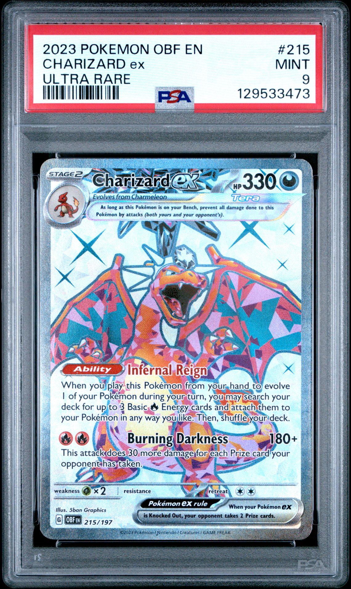 2023 Pokemon Obf En-Obsidian Flames Charizard Ex #215 (Ultra Rare) Mint 9 front