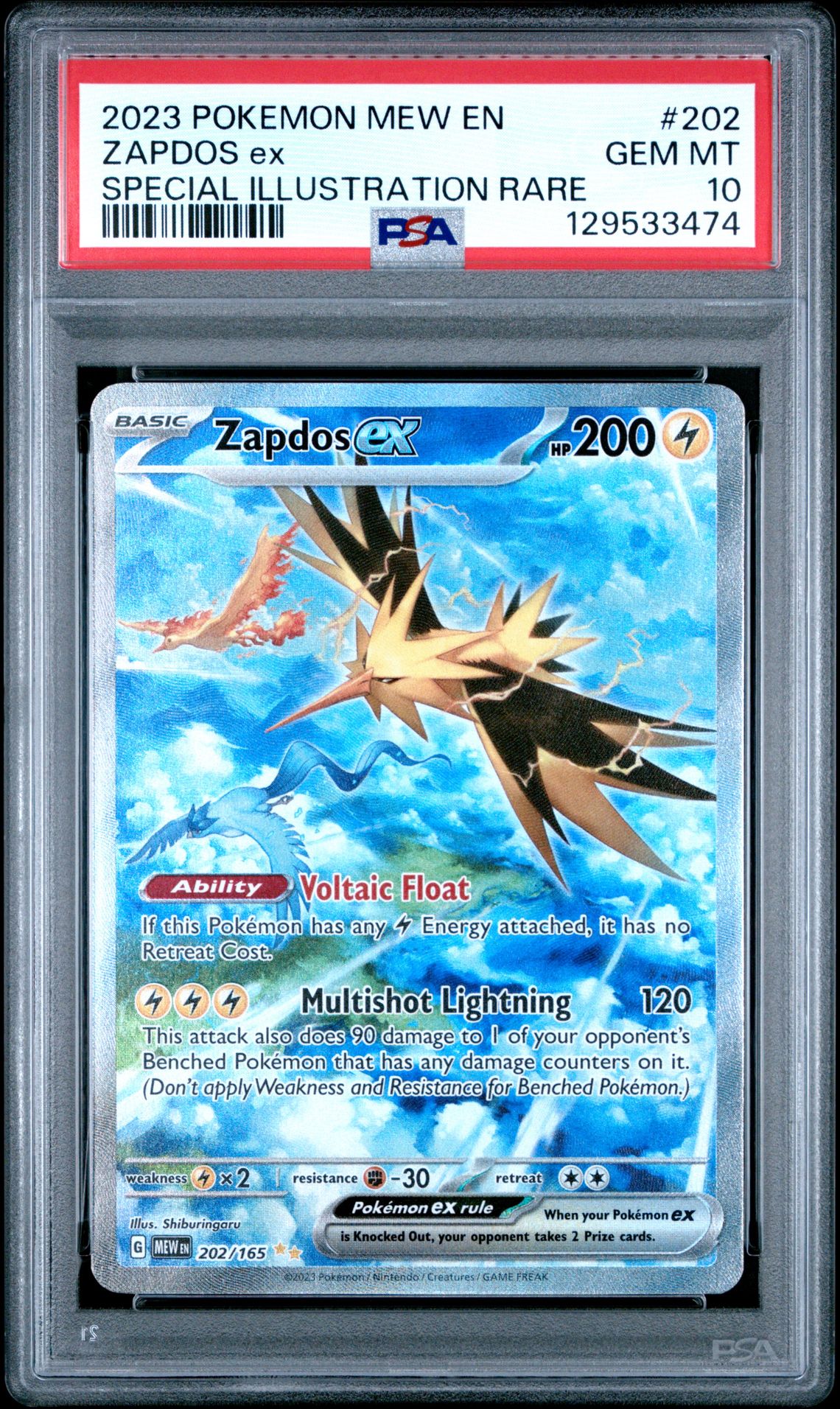 2023 Pokemon Mew En-151 Zapdos Ex #202 (Special Illustration Rare) Gem Mt 10 front