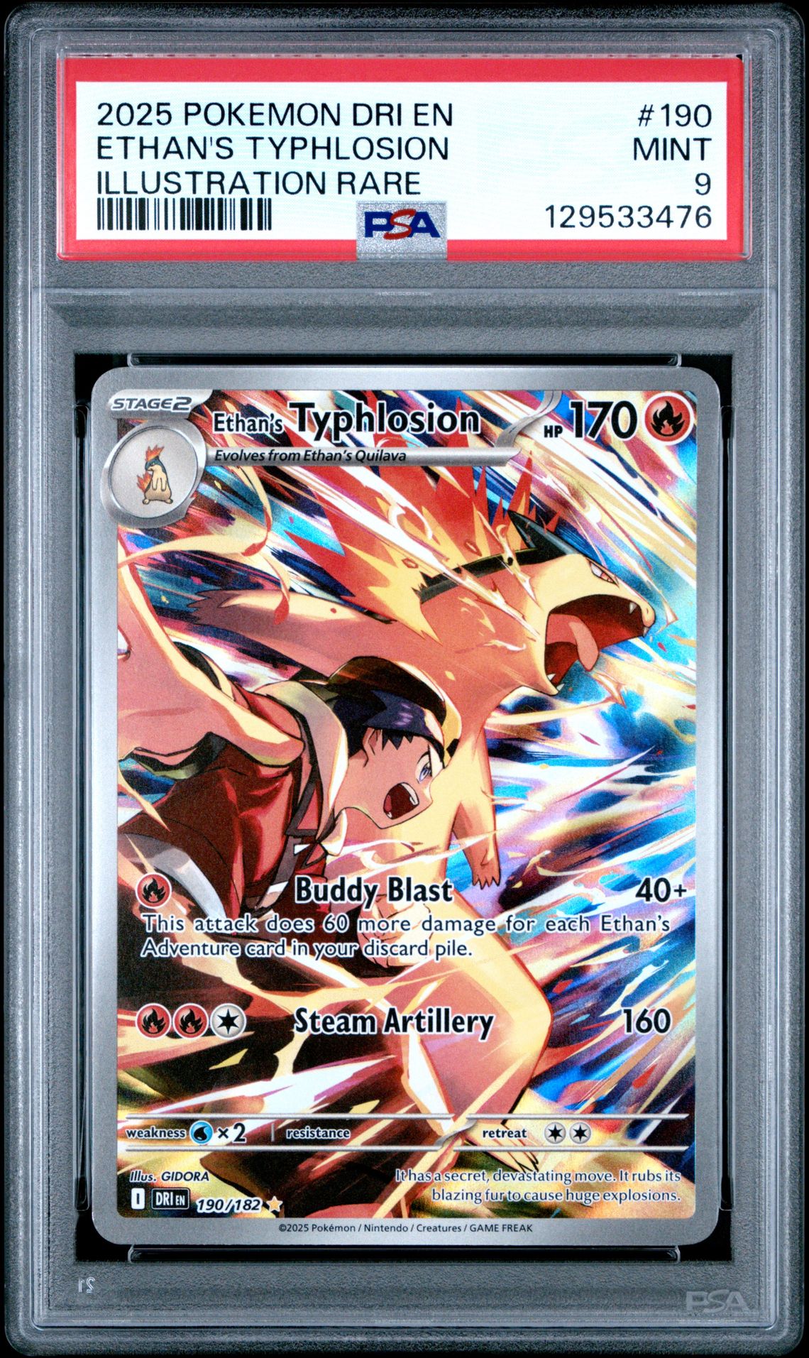 2025 Pokemon Dri En-Destined Rivals Ethan's Typhlosion #190 (Illustration Rare) Mint 9 front