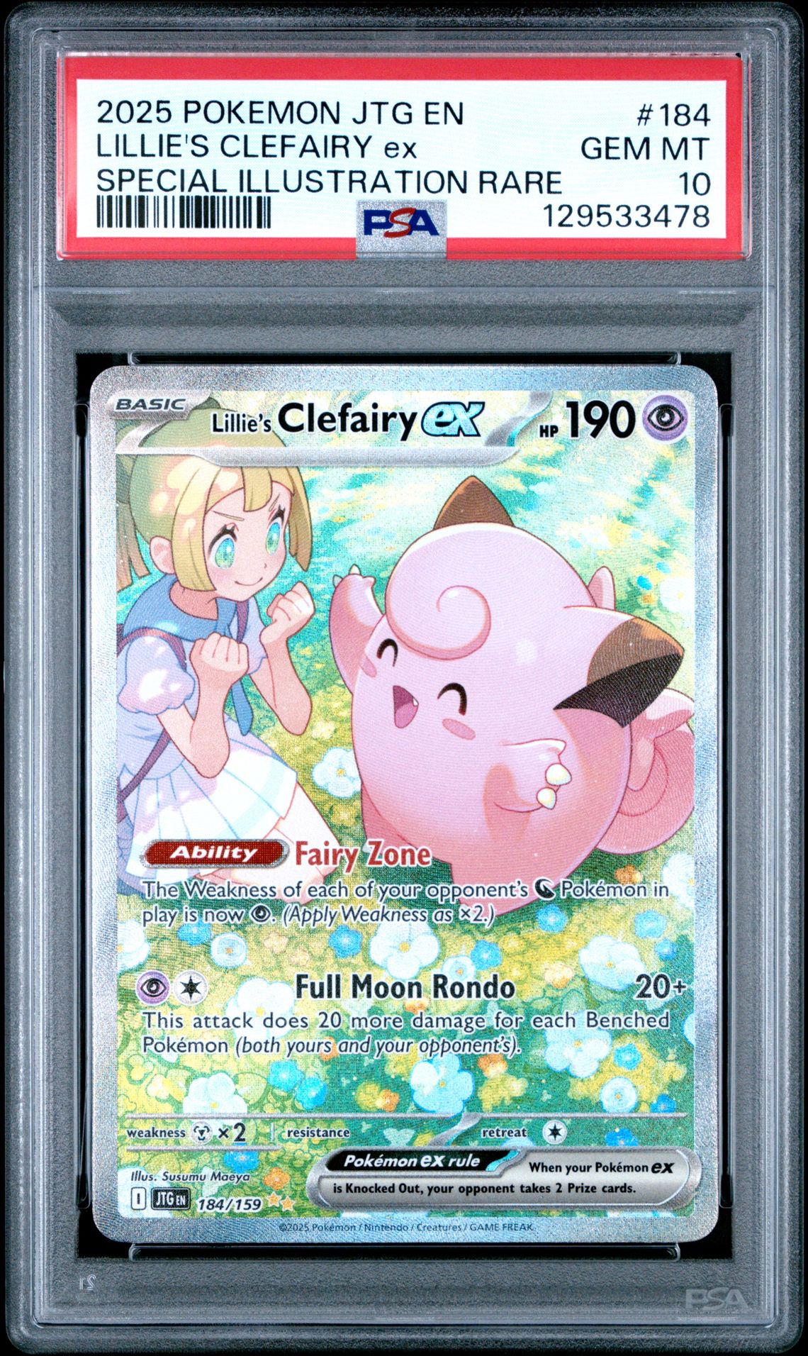 2025 Pokemon Jtg En-Journey Together Lillie's Clefairy Ex #184 (Special Illustration Rare) Gem Mt 10 front