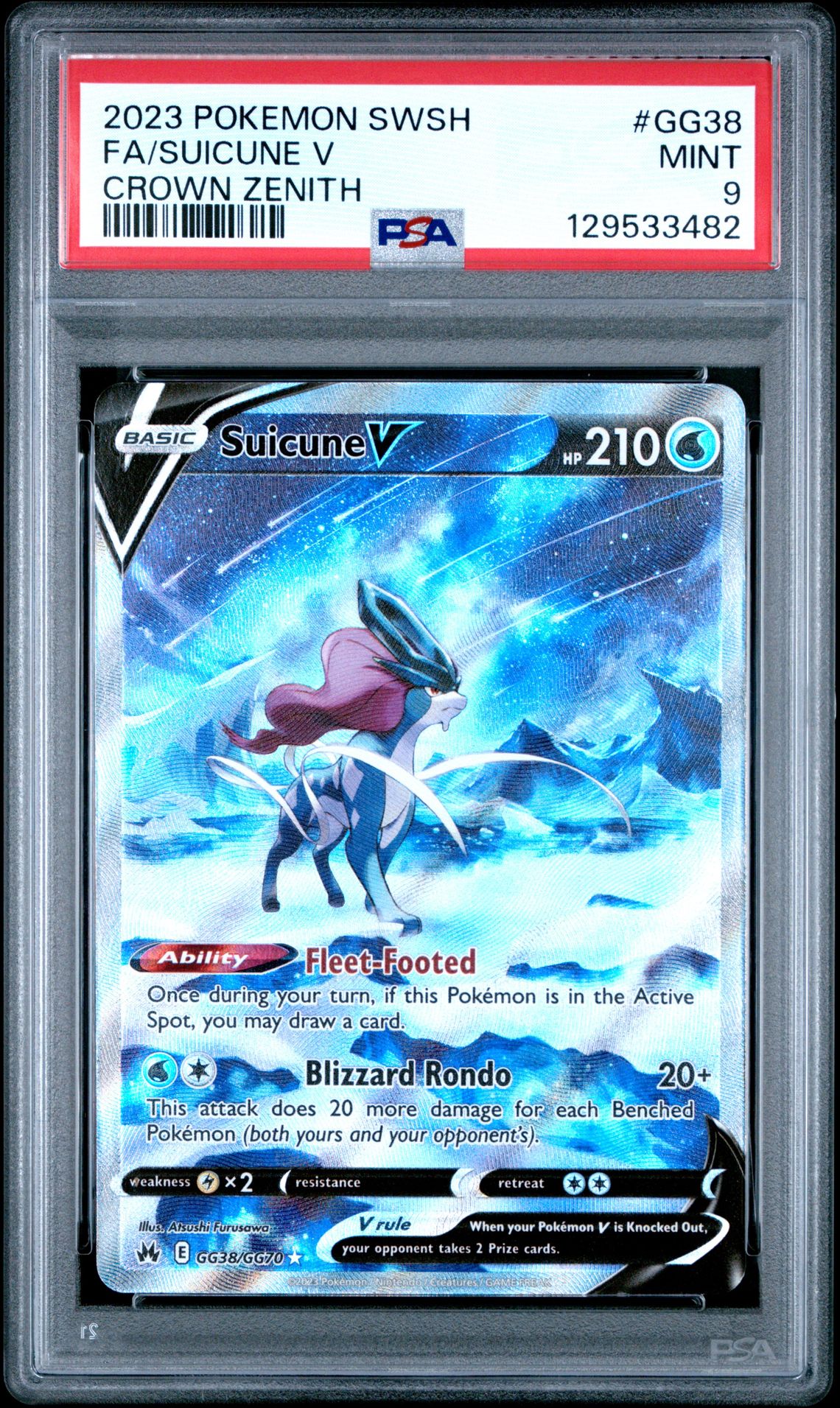 2023 Pokemon Sword And Shield Crown Zenith Fa/Suicune V #Gg38 (Crown Zenith) Mint 9 front