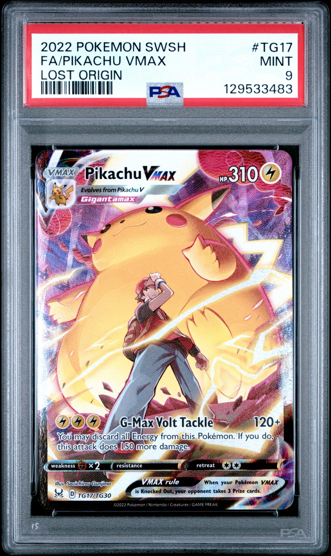2022 Pokemon Sword & Shield Lost Origin Fa/Pikachu Vmax #Tg17 (Lost Origin) Mint 9 front