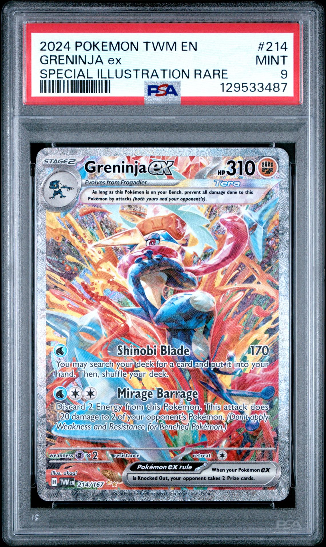 2024 Pokemon Twm En-Twilight Masquerade Greninja Ex #214 (Special Illustration Rare) Mint 9 front