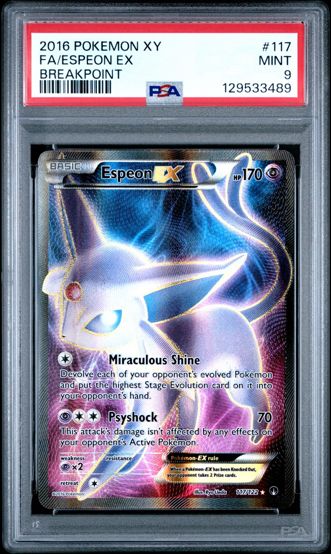 2016 Pokemon Xy Breakpoint Fa/Espeon Ex #117 (Breakpoint) Mint 9 front
