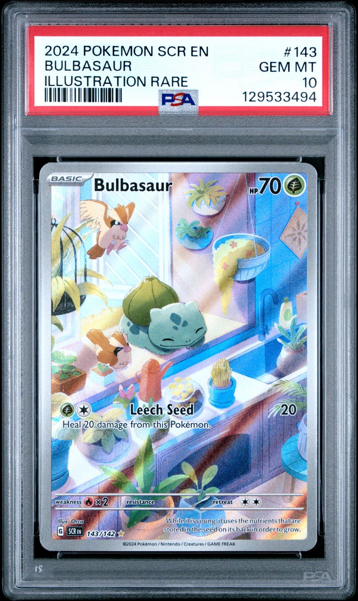 2024 Pokemon Scr En-Stellar Crown Bulbasaur #143 (Illustration Rare) Gem Mt 10 front