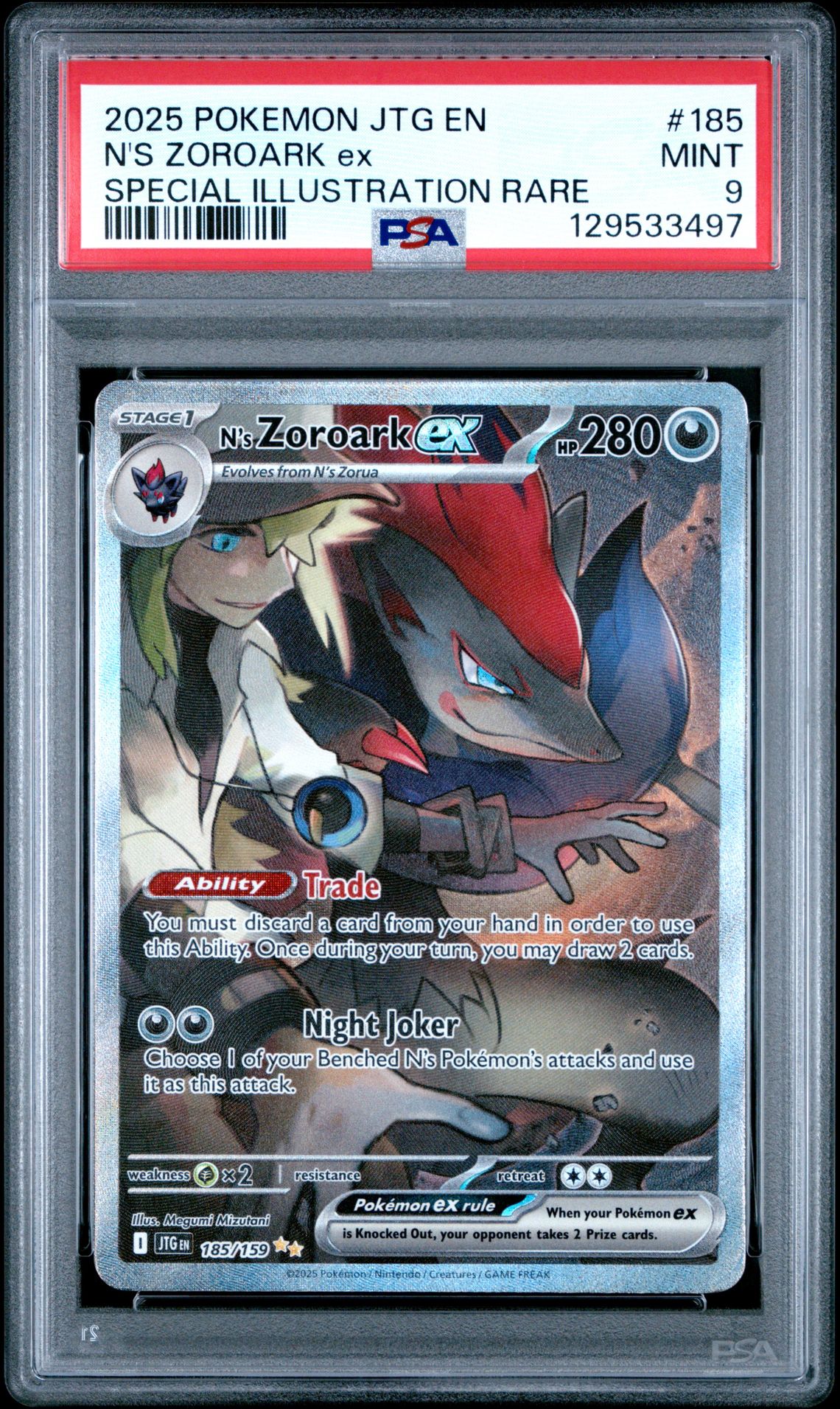 2025 Pokemon Jtg En-Journey Together N's Zoroark Ex #185 (Special Illustration Rare) Mint 9 front