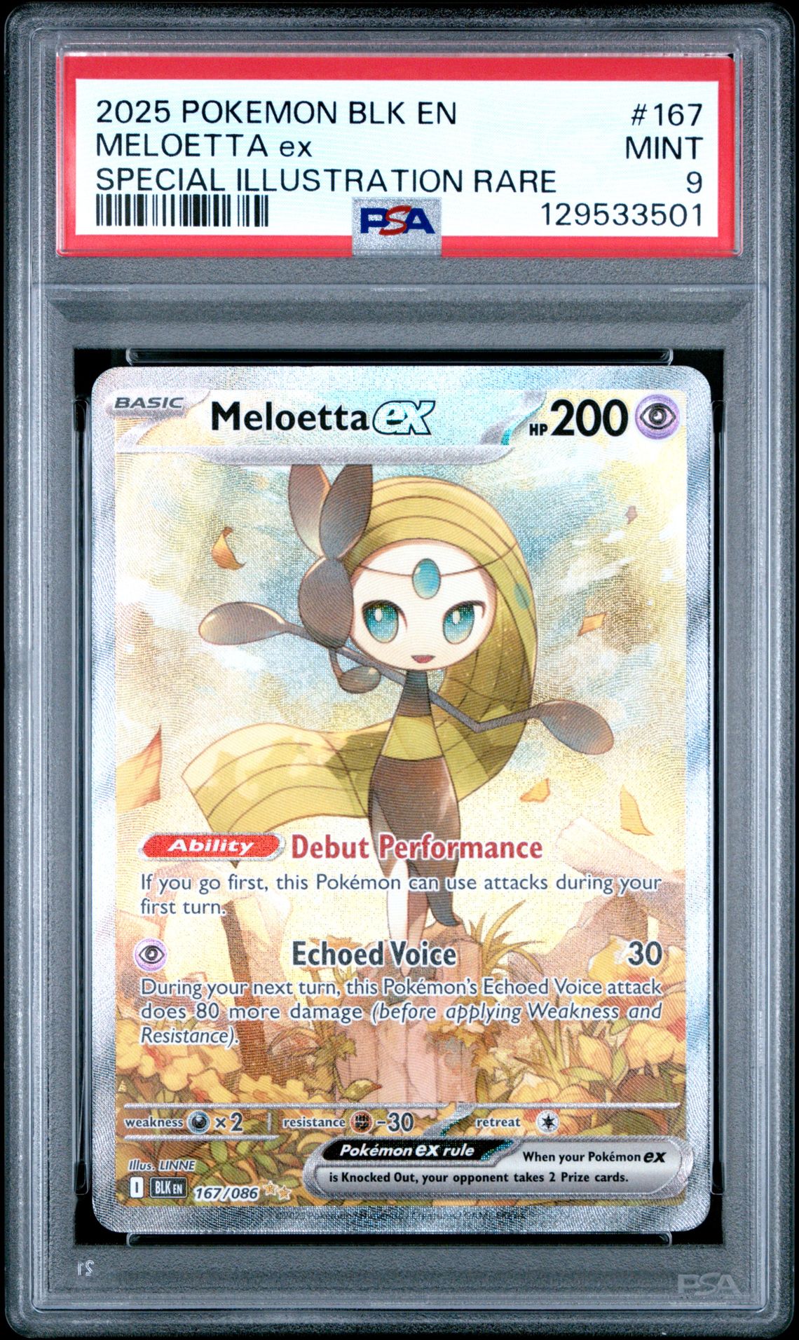 2025 Pokemon Blk En-Black Bolt Meloetta Ex #167 (Special Illustration Rare) Mint 9 front