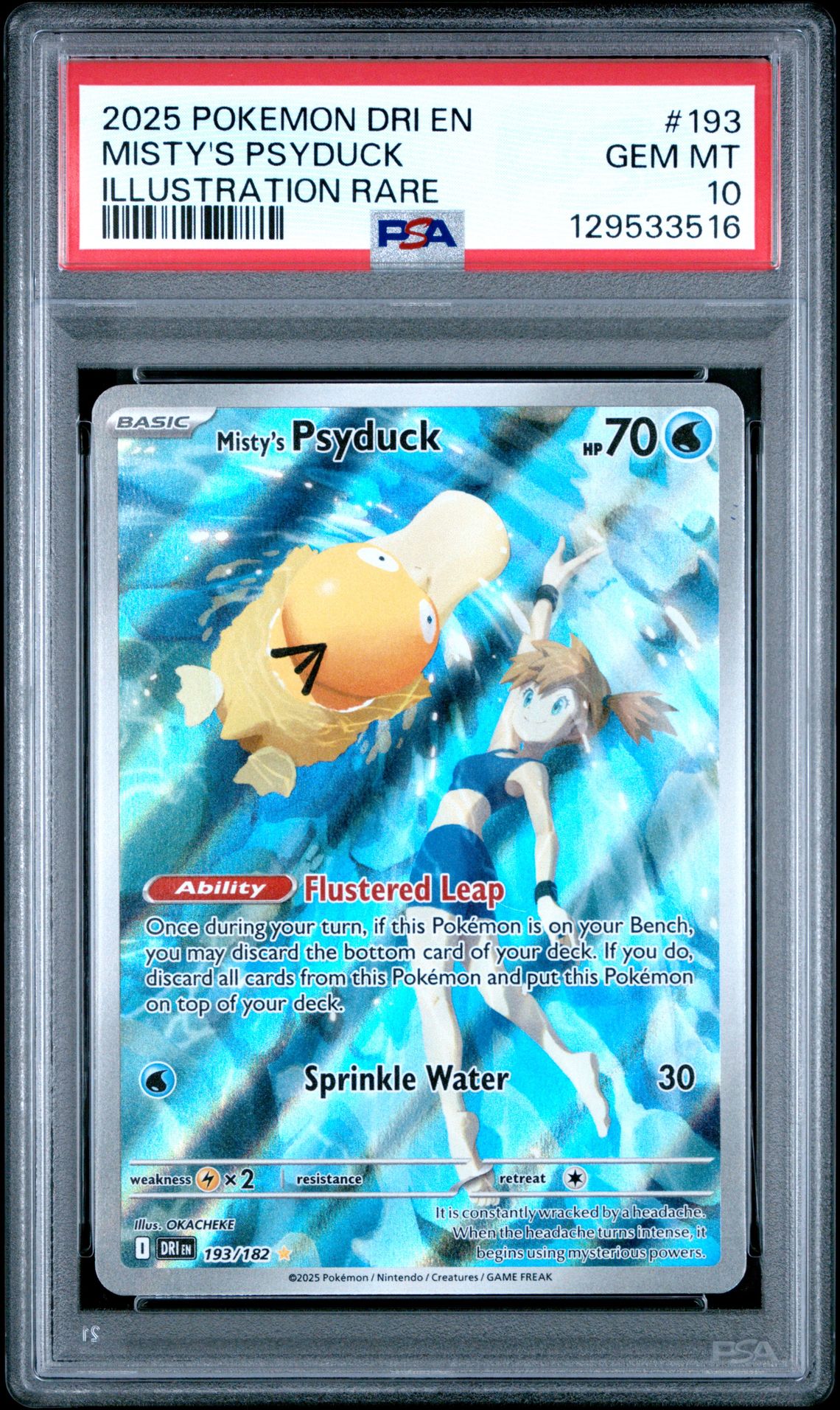 2025 Pokemon Dri En-Destined Rivals Misty's Psyduck #193 (Illustration Rare) Gem Mt 10 front