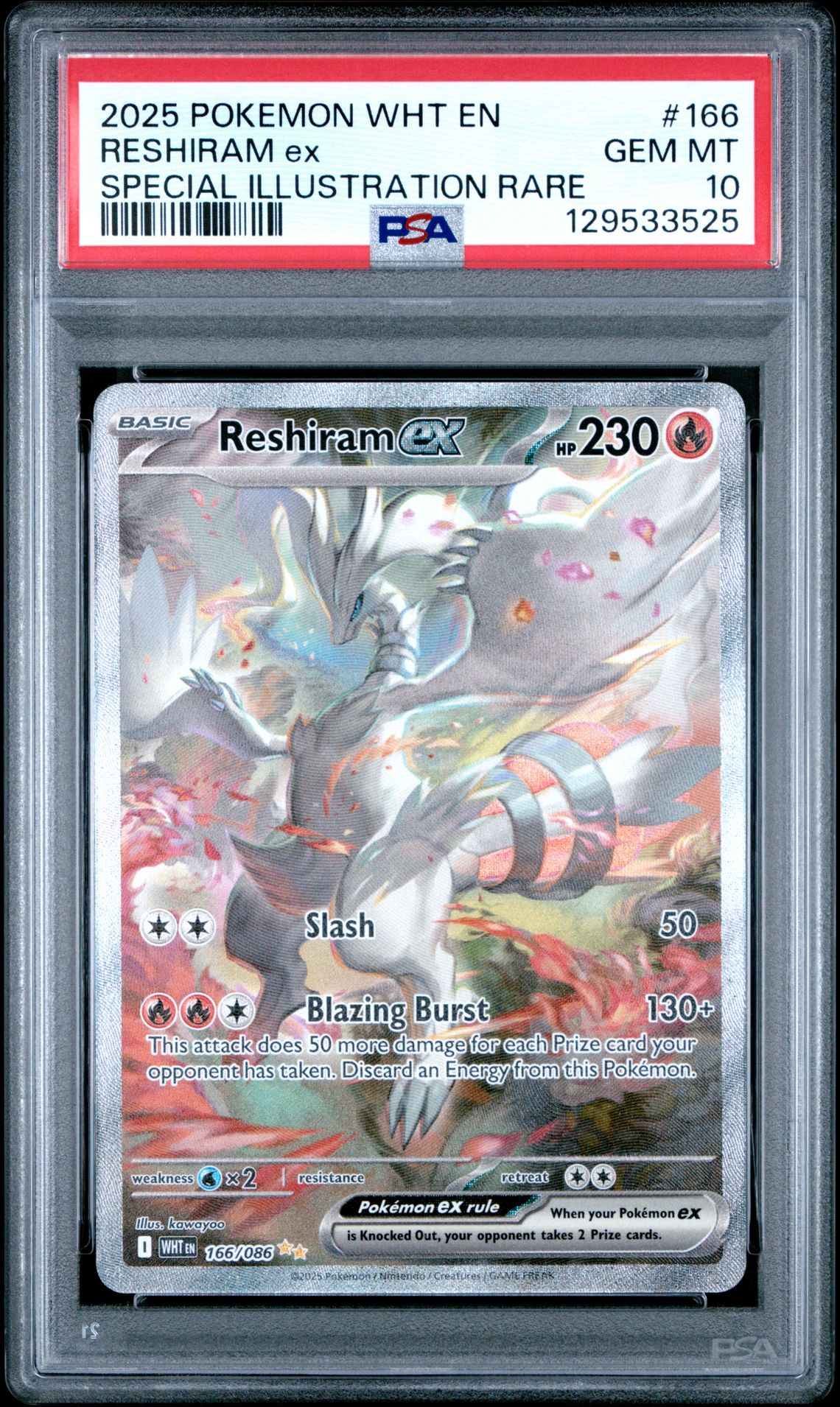 2025 Pokemon Wht En-White Flare Reshiram Ex #166 (Special Illustration Rare) Gem Mt 10 front
