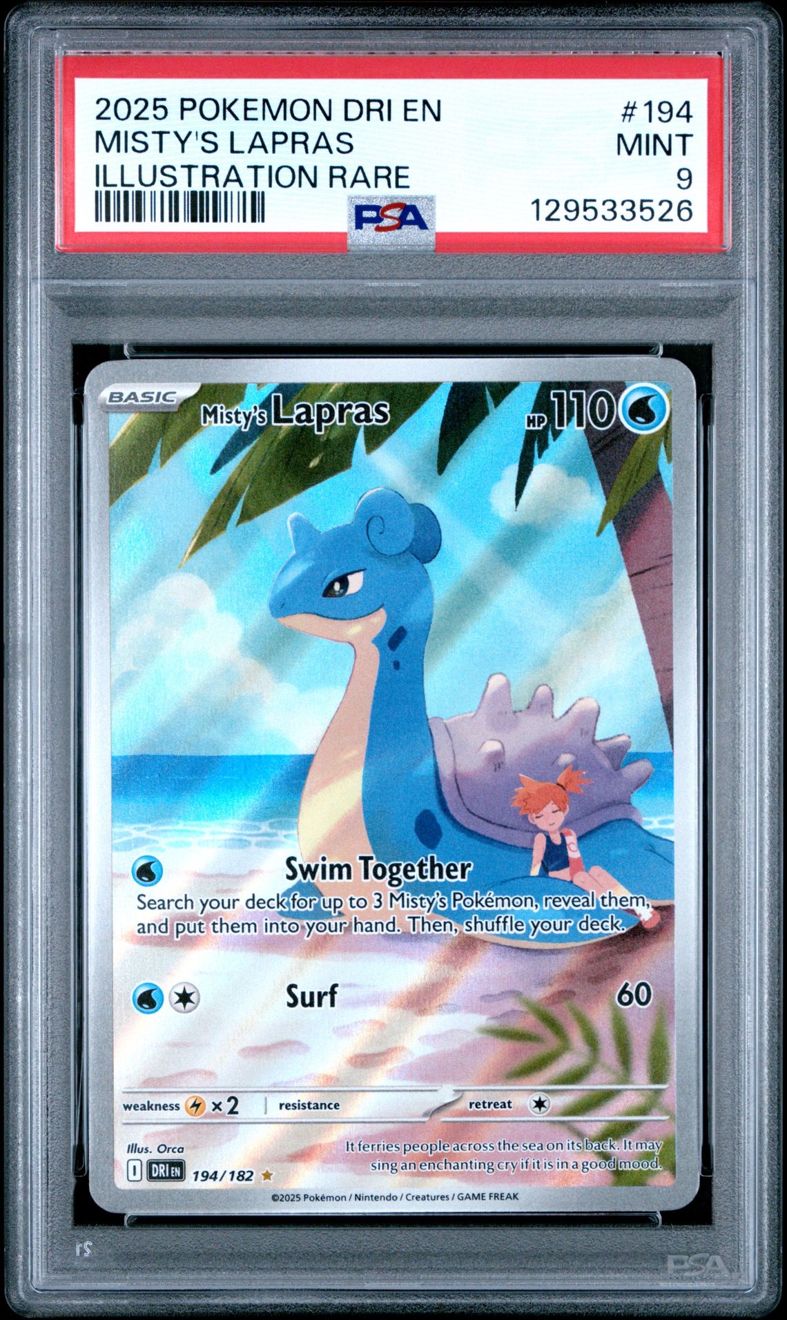 2025 Pokemon Dri En-Destined Rivals Misty's Lapras #194 (Illustration Rare) Mint 9 front