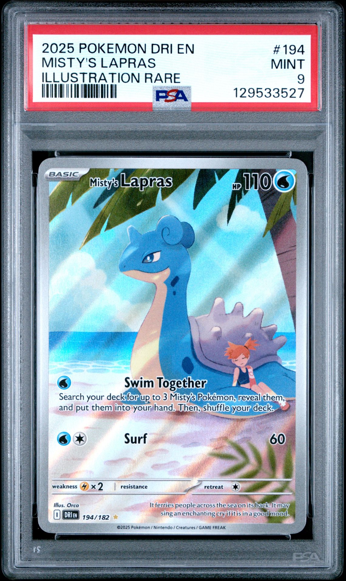 2025 Pokemon Dri En-Destined Rivals Misty's Lapras #194 (Illustration Rare) Mint 9 front