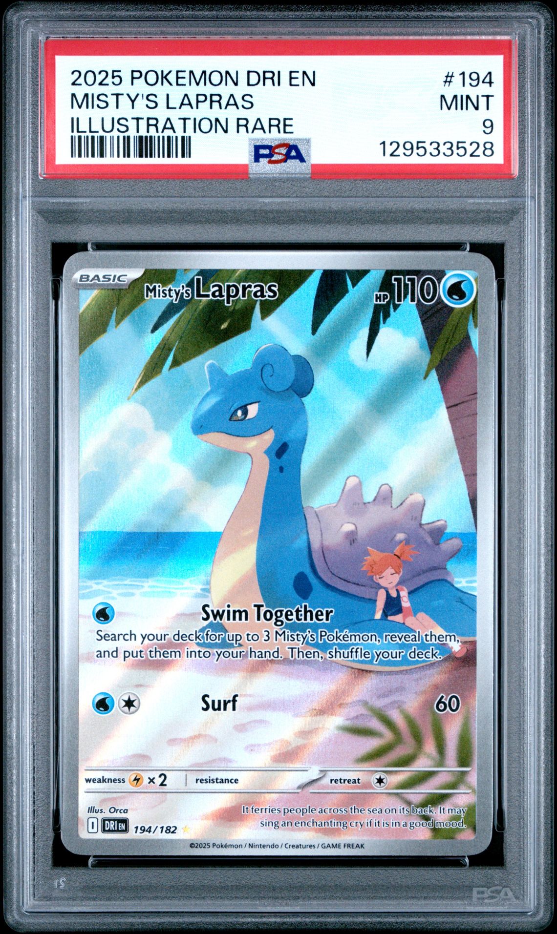 2025 Pokemon Dri En-Destined Rivals Misty's Lapras #194 (Illustration Rare) Mint 9 front