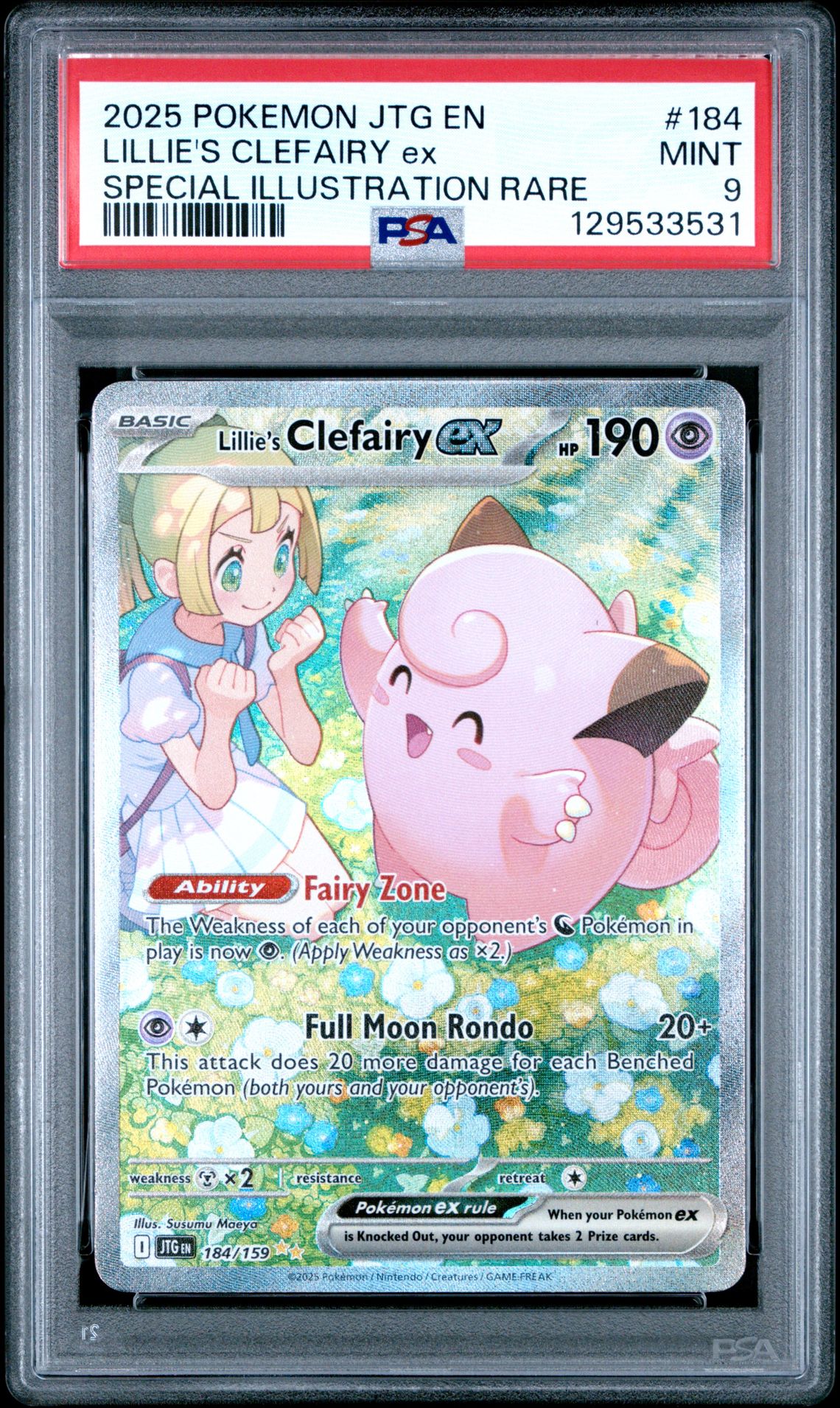 2025 Pokemon Jtg En-Journey Together Lillie's Clefairy Ex #184 (Special Illustration Rare) Mint 9 front