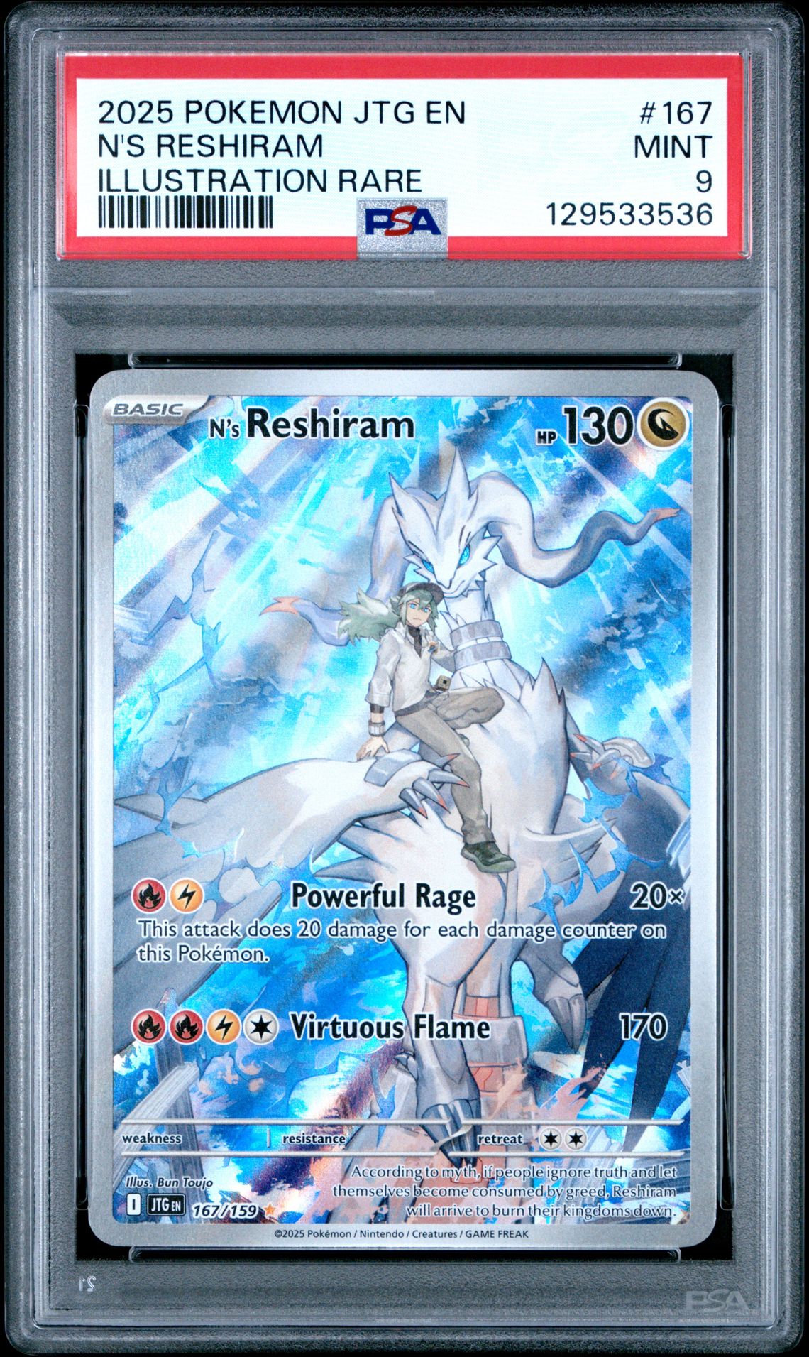 2025 Pokemon Jtg En-Journey Together N's Reshiram #167 (Illustration Rare) Mint 9 front