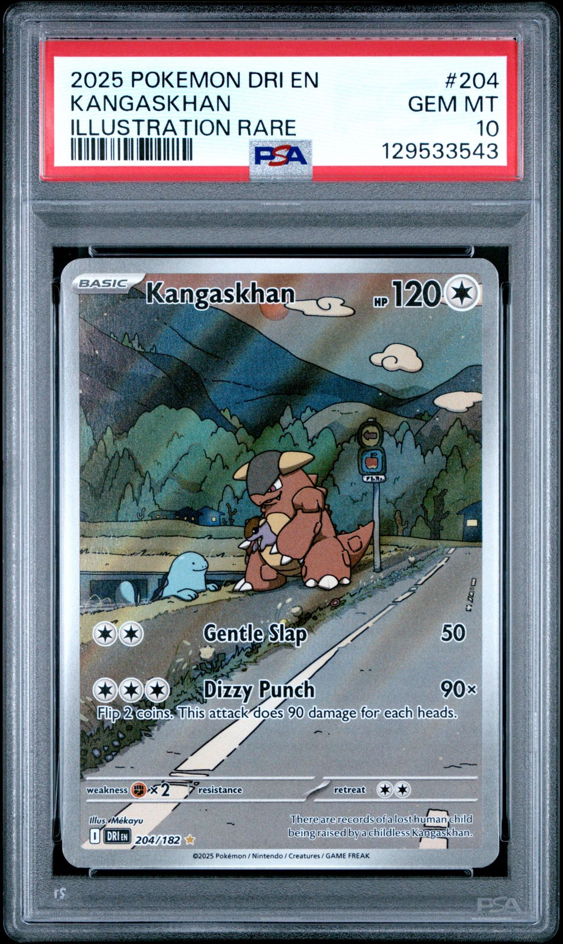 2025 Pokemon Dri En-Destined Rivals Kangaskhan #204 (Illustration Rare) Gem Mt 10 front