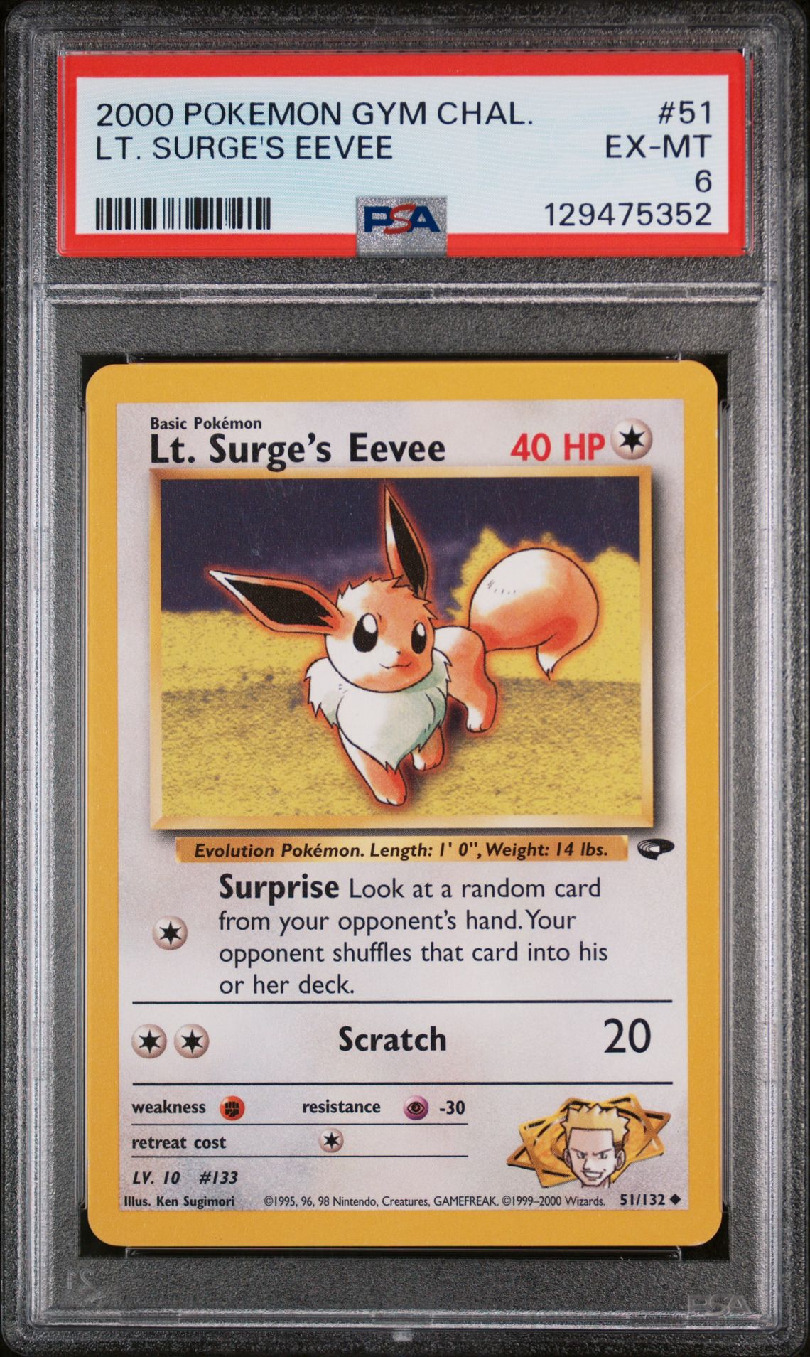 2000 Pokemon #51 Lt. Surge's Eevee front