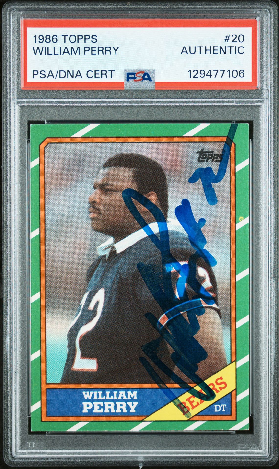 1986 Topps William Perry #20 N0: Authentic front