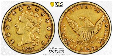 1836 $2.50 HM-4 Script 8 VF30