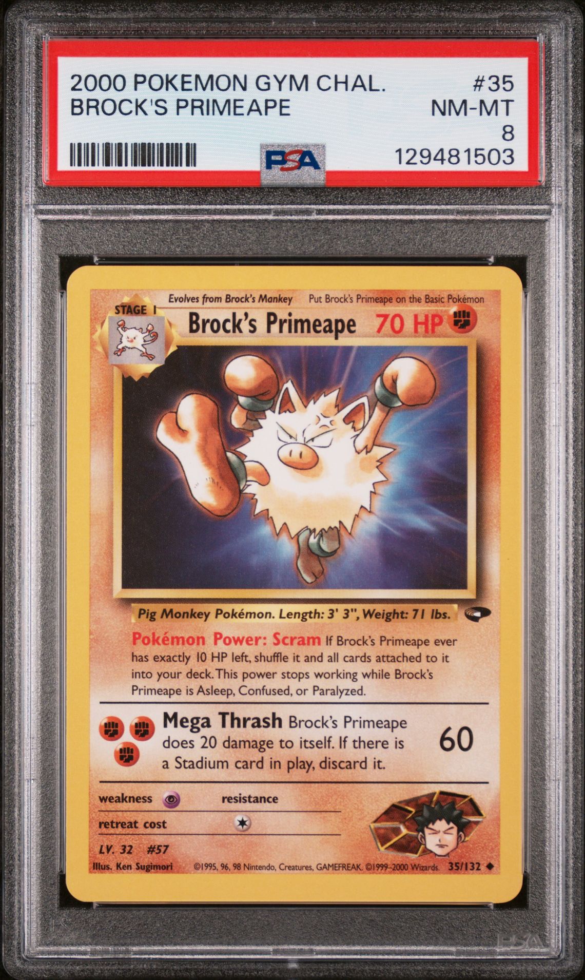 2000 Pokemon POKEMON GYM CHALLENGE #35 Brock's Primeape front