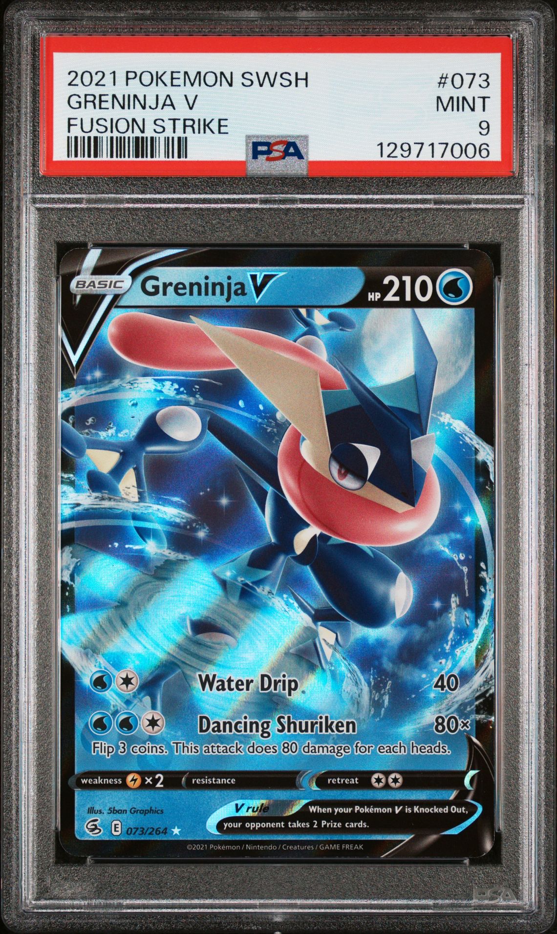 2021 Pokemon Sword & Shield Fusion Strike Greninja V #073 (Fusion Strike) Mint 9 front