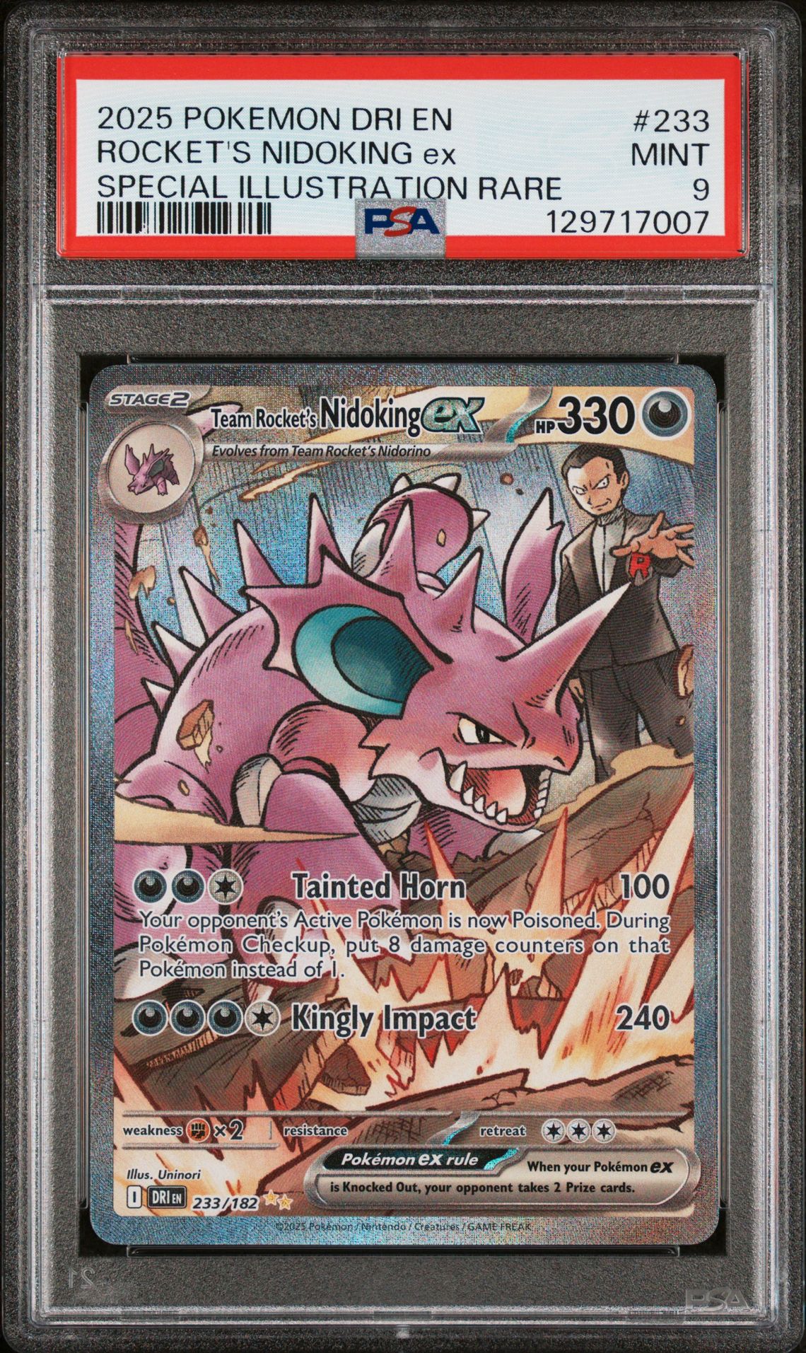 2025 Pokemon Dri En-Destined Rivals Rocket's Nidoking Ex #233 (Special Illustration Rare) Mint 9 front