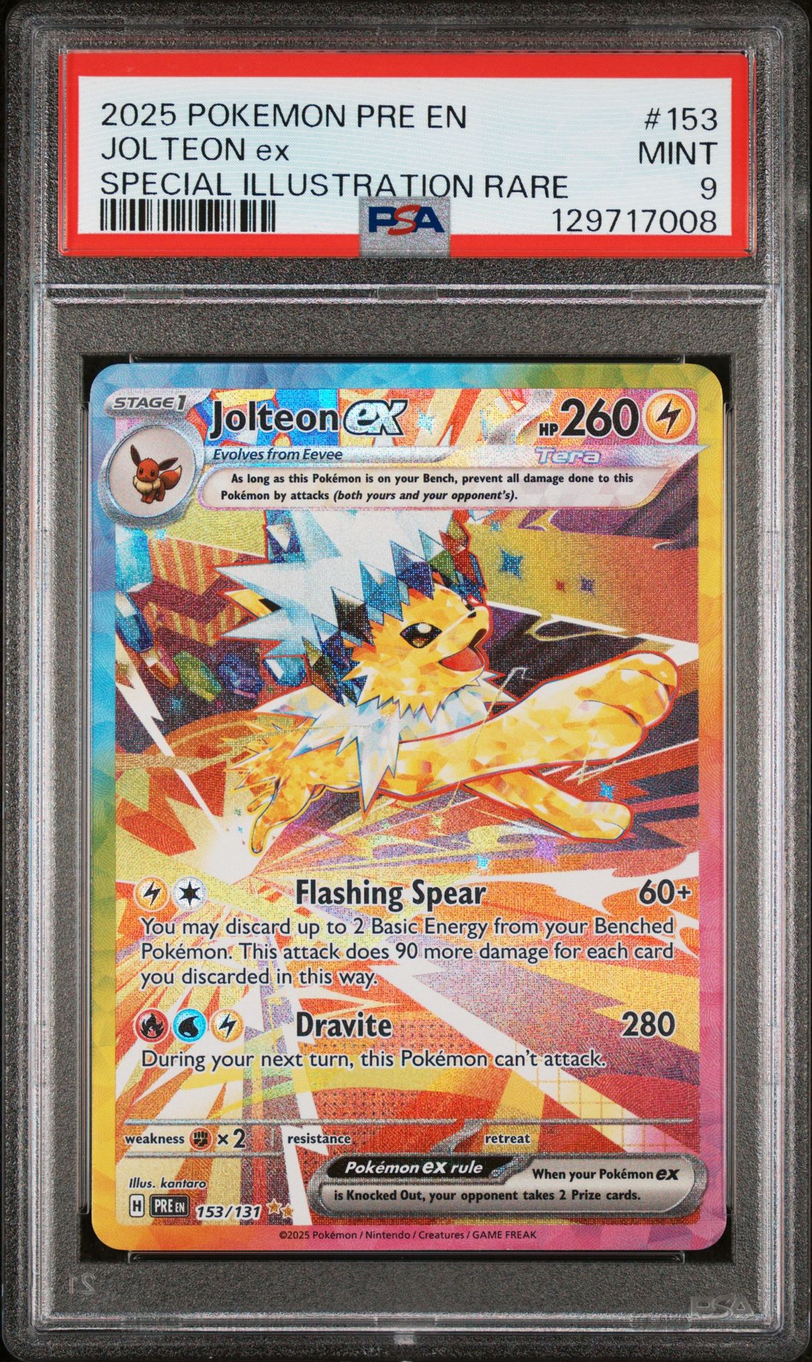 2025 Pokemon Pre En-Prismatic Evolutions Jolteon Ex #153 (Special Illustration Rare) Mint 9 front