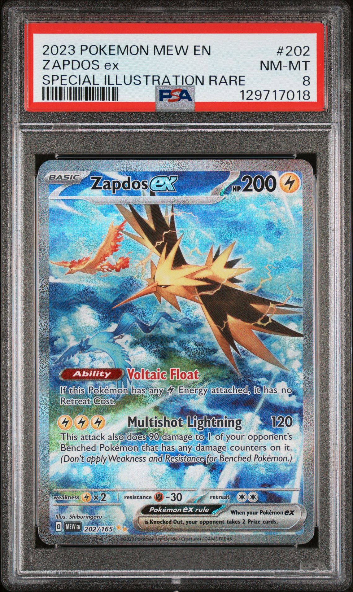 2023 Pokemon Mew En-151 Zapdos Ex #202 (Special Illustration Rare) Nm-Mt 8 front