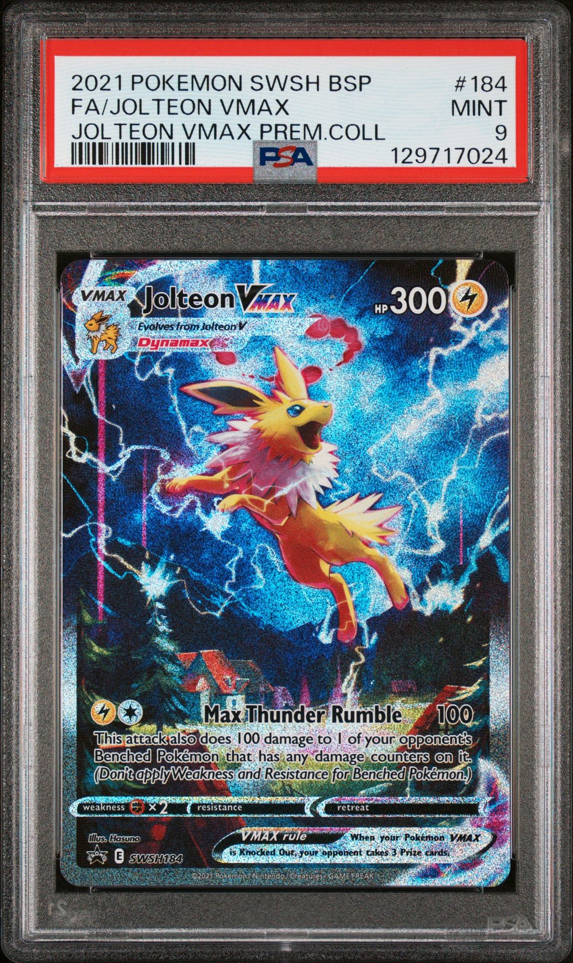 2021 Pokemon Swsh Black Star Promo Fa/Jolteon Vmax #184 (Jolteon Vmax Prem.coll) Mint 9 front