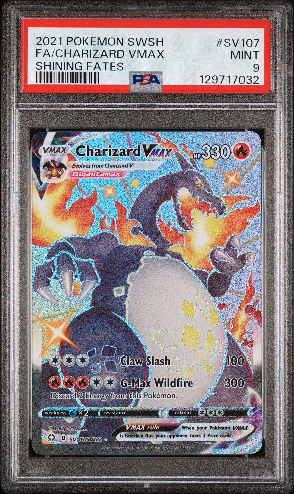 2021 Pokemon Sword & Shield Shining Fates Fa/Charizard Vmax #Sv107 (Shining Fates) Mint 9 front