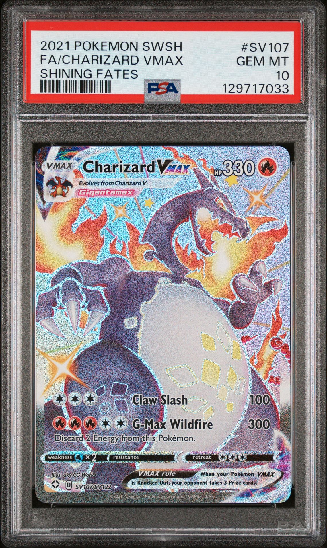 2021 Pokemon Sword & Shield Shining Fates Fa/Charizard Vmax #Sv107 (Shining Fates) Gem Mt 10 front