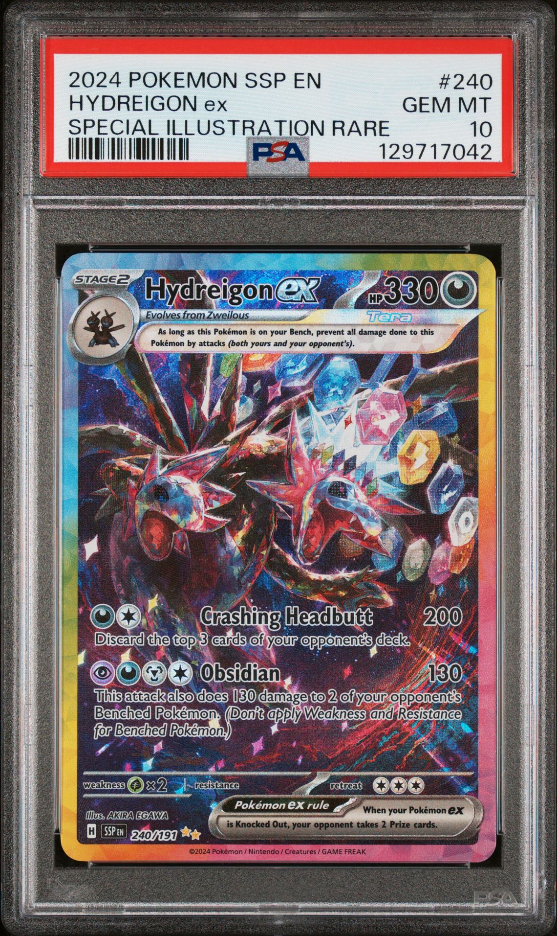 2024 Pokemon Ssp En-Surging Sparks Hydreigon Ex #240 (Special Illustration Rare) Gem Mt 10 front
