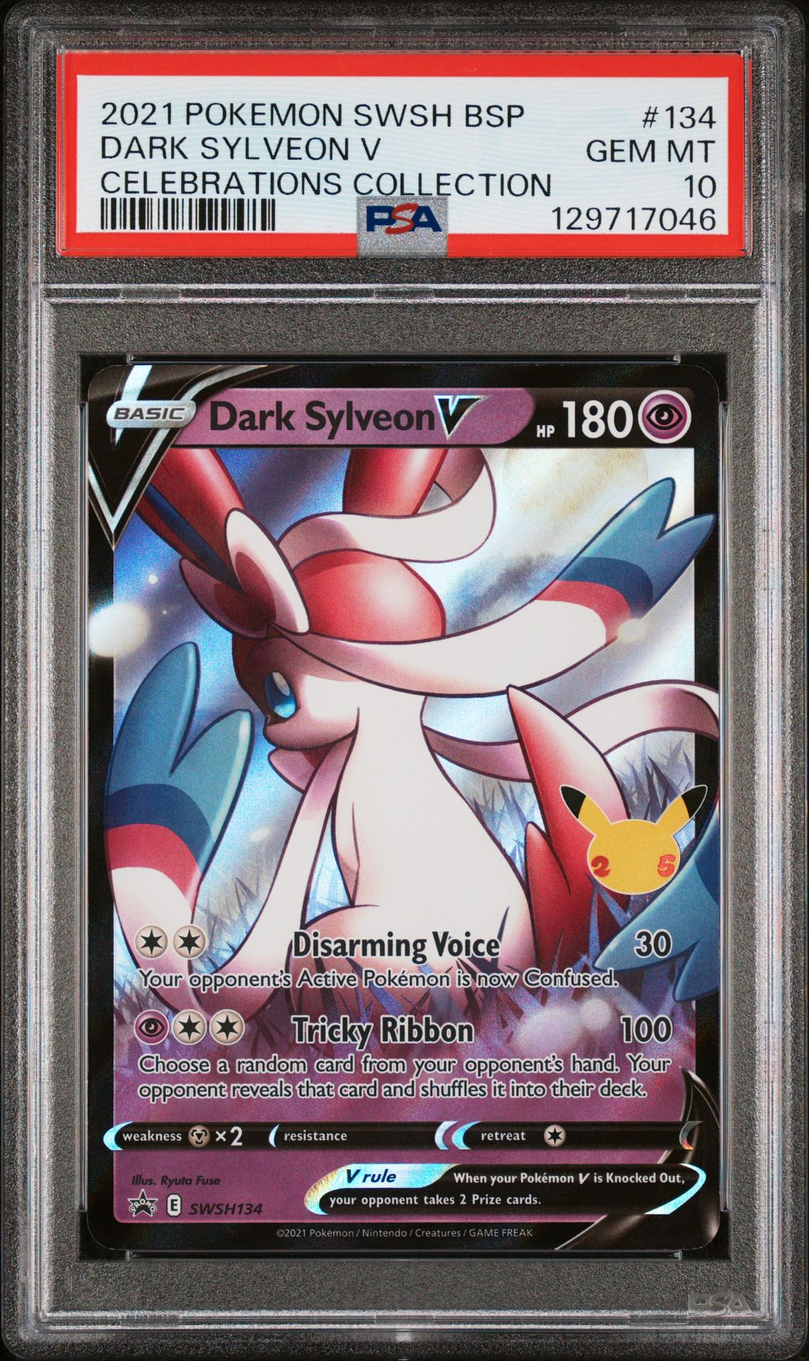 2021 Pokemon Swsh Black Star Promo Dark Sylveon V #134 (Celebrations Collection) Gem Mt 10 front