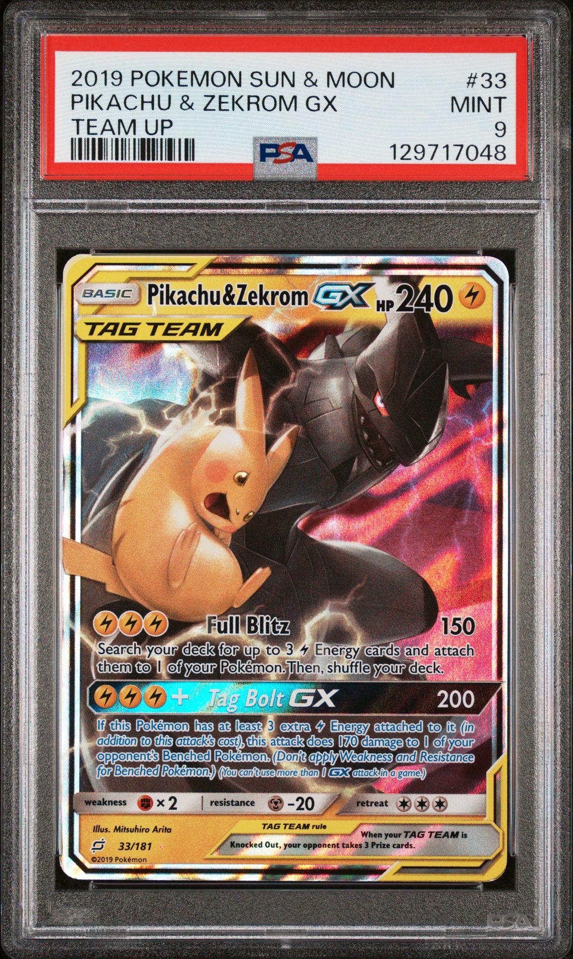 2019 Pokemon Sun & Moon Team Up Pikachu & Zekrom Gx #33 (Team Up) Mint 9 front