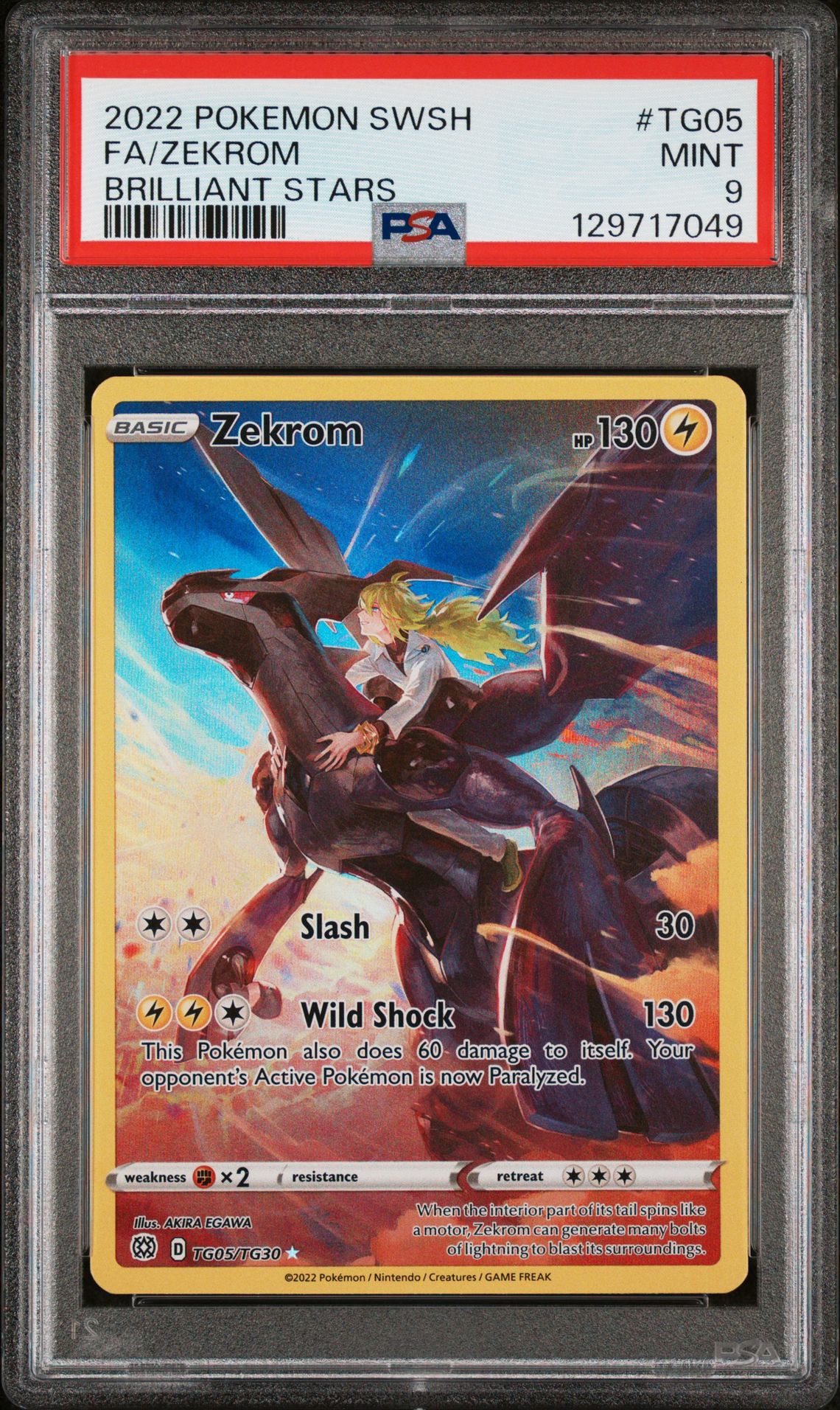 2022 Pokemon Sword & Shield Brilliant Stars Fa/Zekrom #Tg05 (Brilliant Stars) Mint 9 front