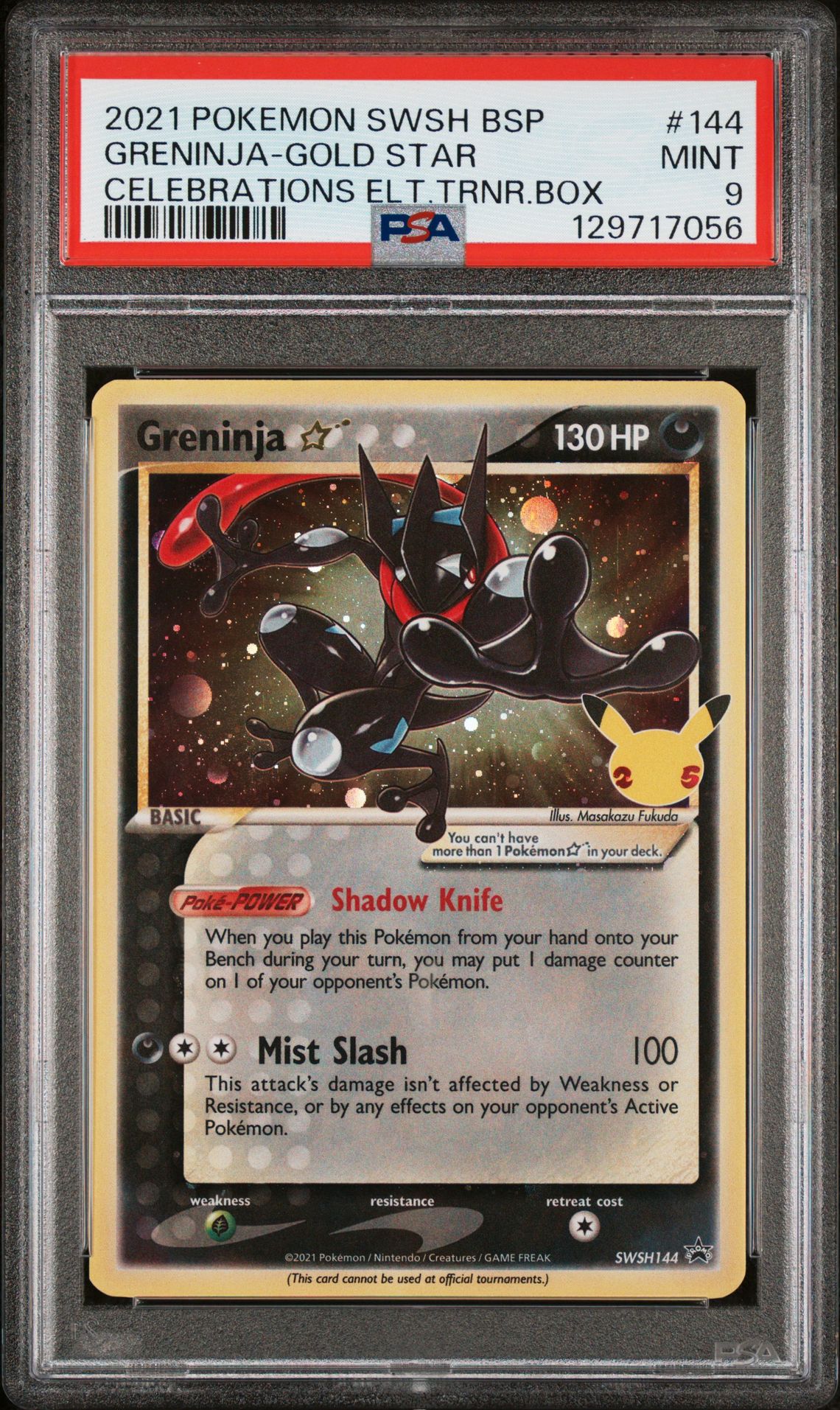 2021 Pokemon Swsh Black Star Promo Greninja-Gold Star #144 (Celebrations Elt.trnr.box) Mint 9 front