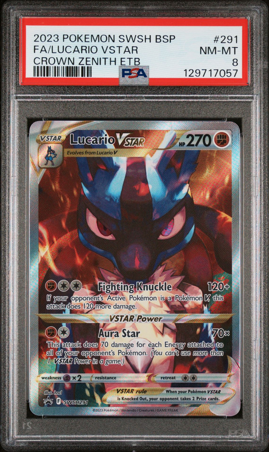 2023 Pokemon Swsh Black Star Promo Fa/Lucario Vstar #291 (Crown Zenith Etb) Nm-Mt 8 front
