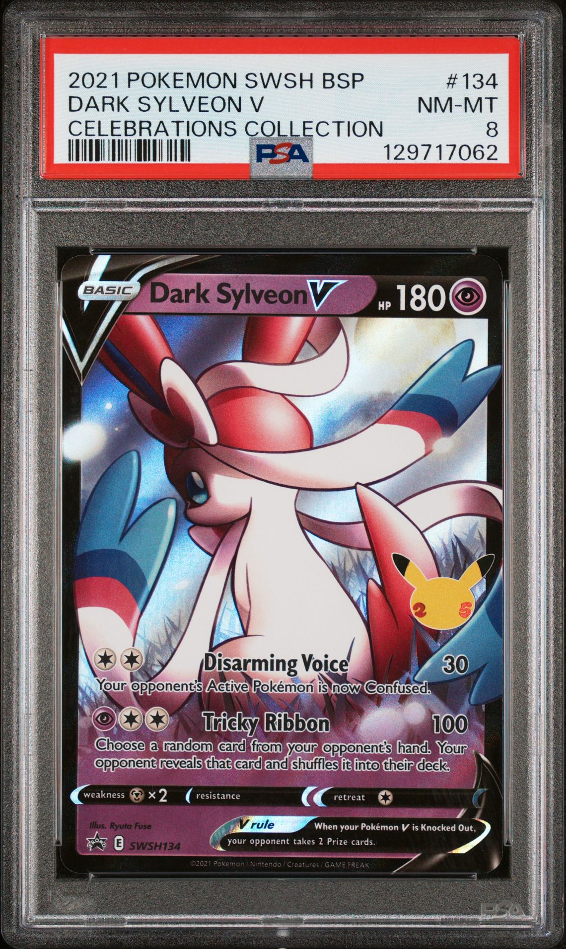 2021 Pokemon Swsh Black Star Promo Dark Sylveon V #134 (Celebrations Collection) Nm-Mt 8 front