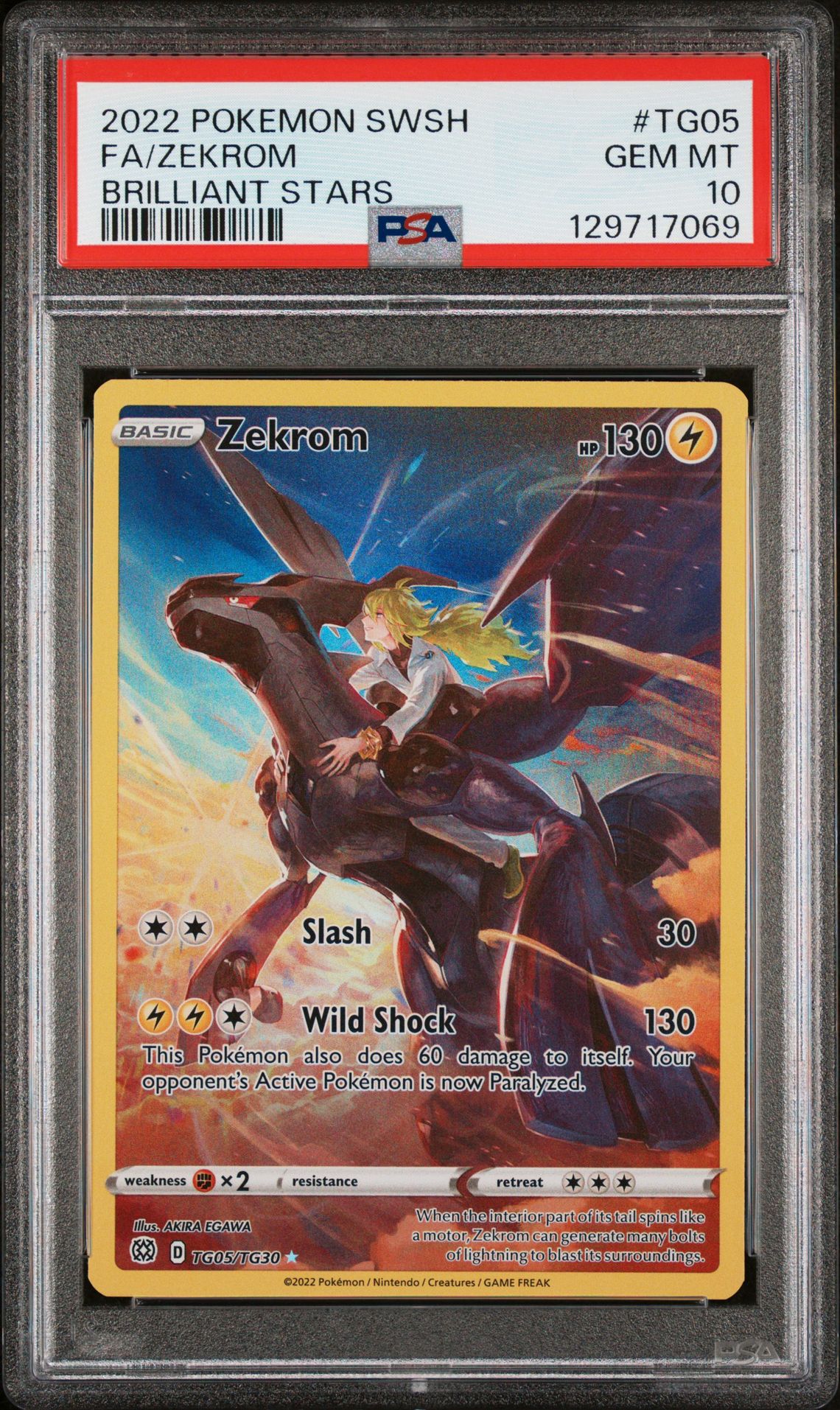 2022 Pokemon Sword & Shield Brilliant Stars Fa/Zekrom #Tg05 (Brilliant Stars) Gem Mt 10 front