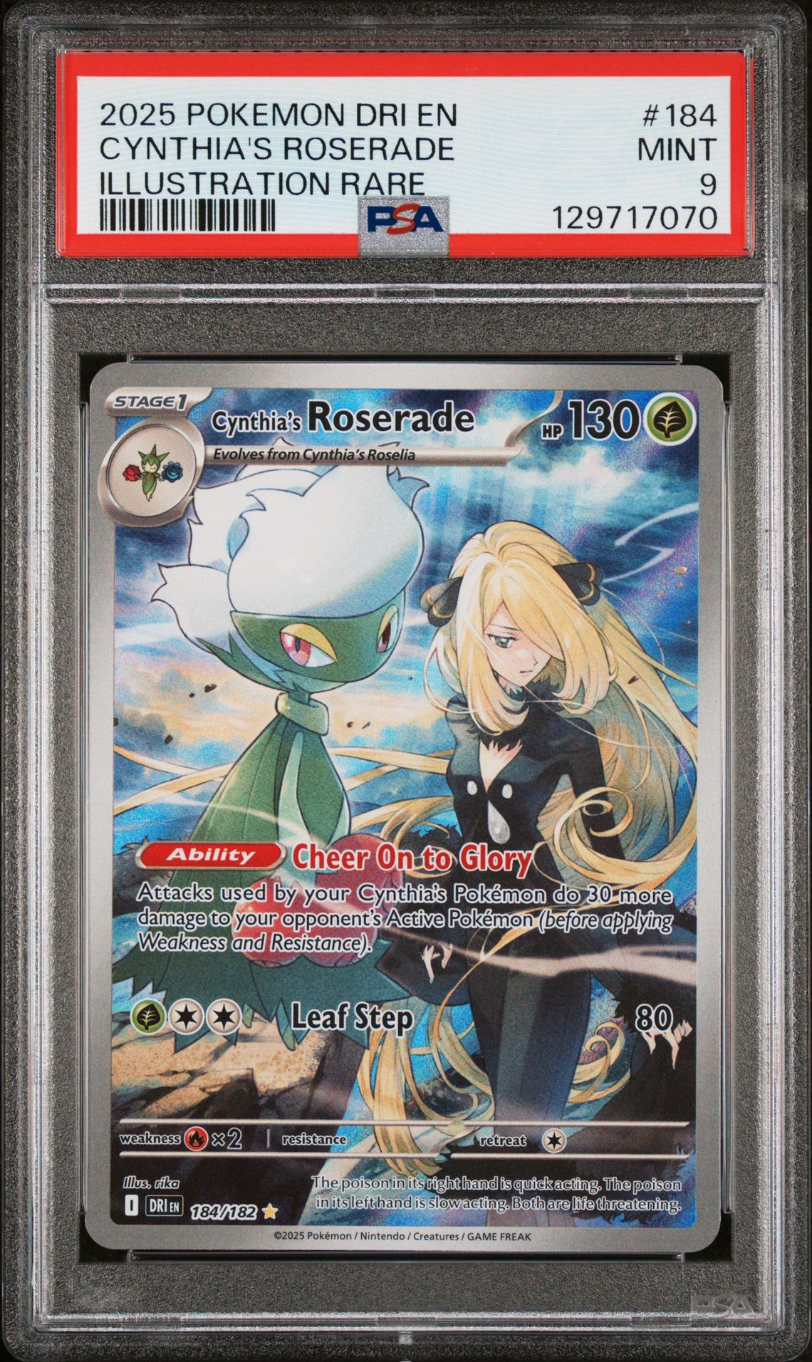 2025 Pokemon Dri En-Destined Rivals Cynthia's Roserade #184 (Illustration Rare) Mint 9 front