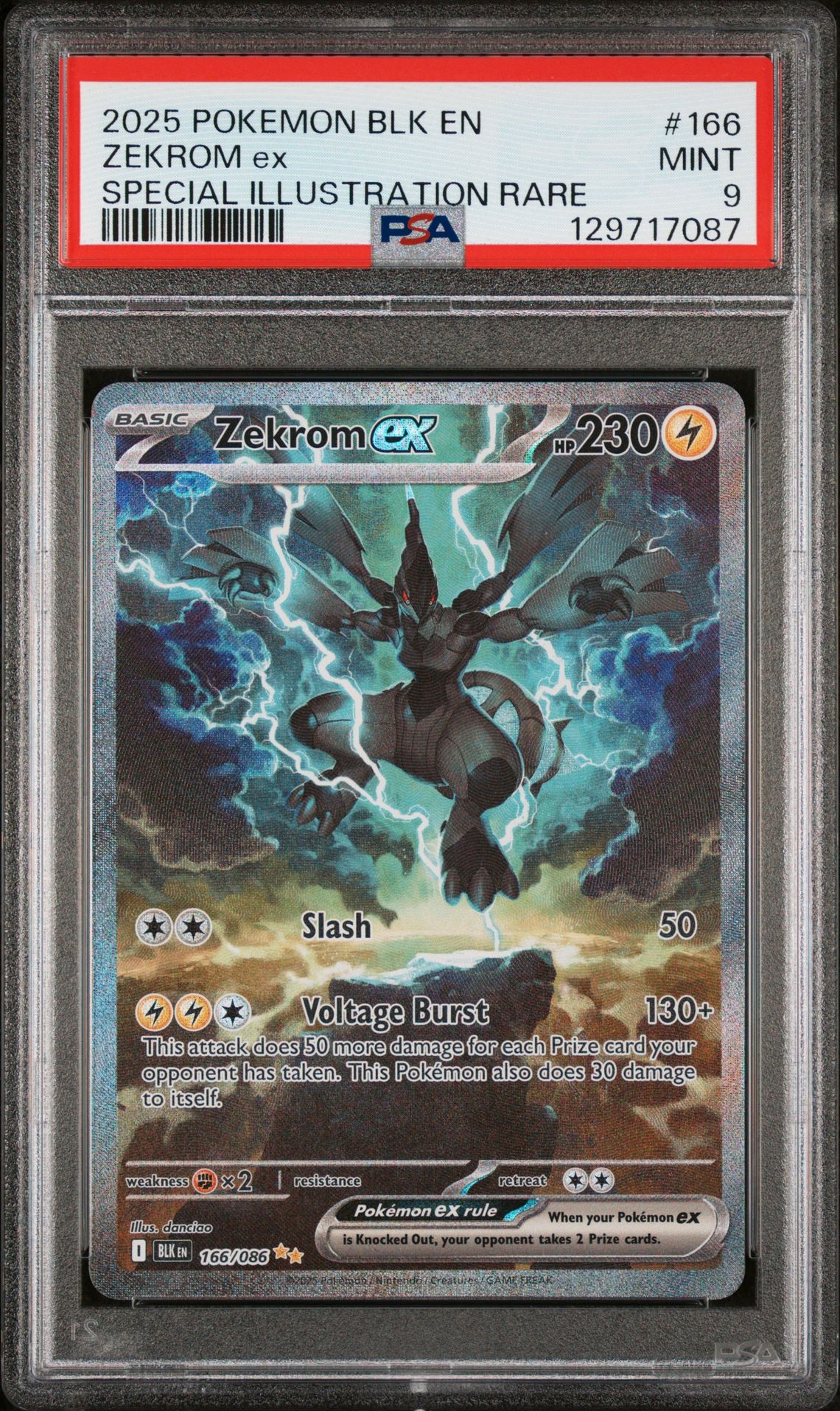 2025 Pokemon Blk En-Black Bolt Zekrom Ex #166 (Special Illustration Rare) Mint 9 front