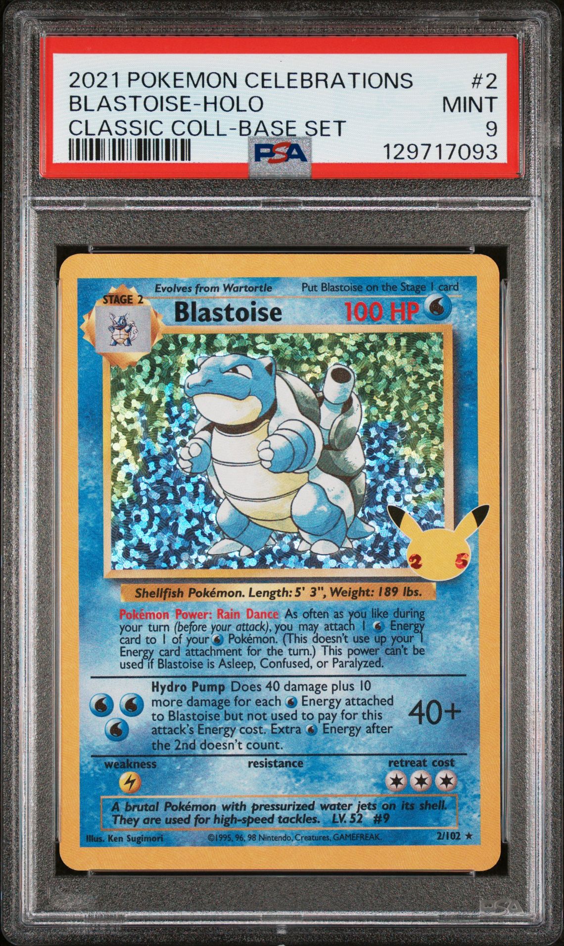 2021 Pokemon Celebrations Classic Collection Blastoise-Holo #2 (Classic Coll-Base Set) Mint 9 front