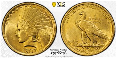 1907 $10 Indian MS63