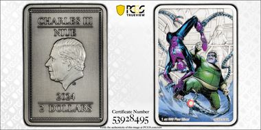 2024 $2 Marvel – Doctor Octopus 1oz Ag Antiqued, Colorized SP70