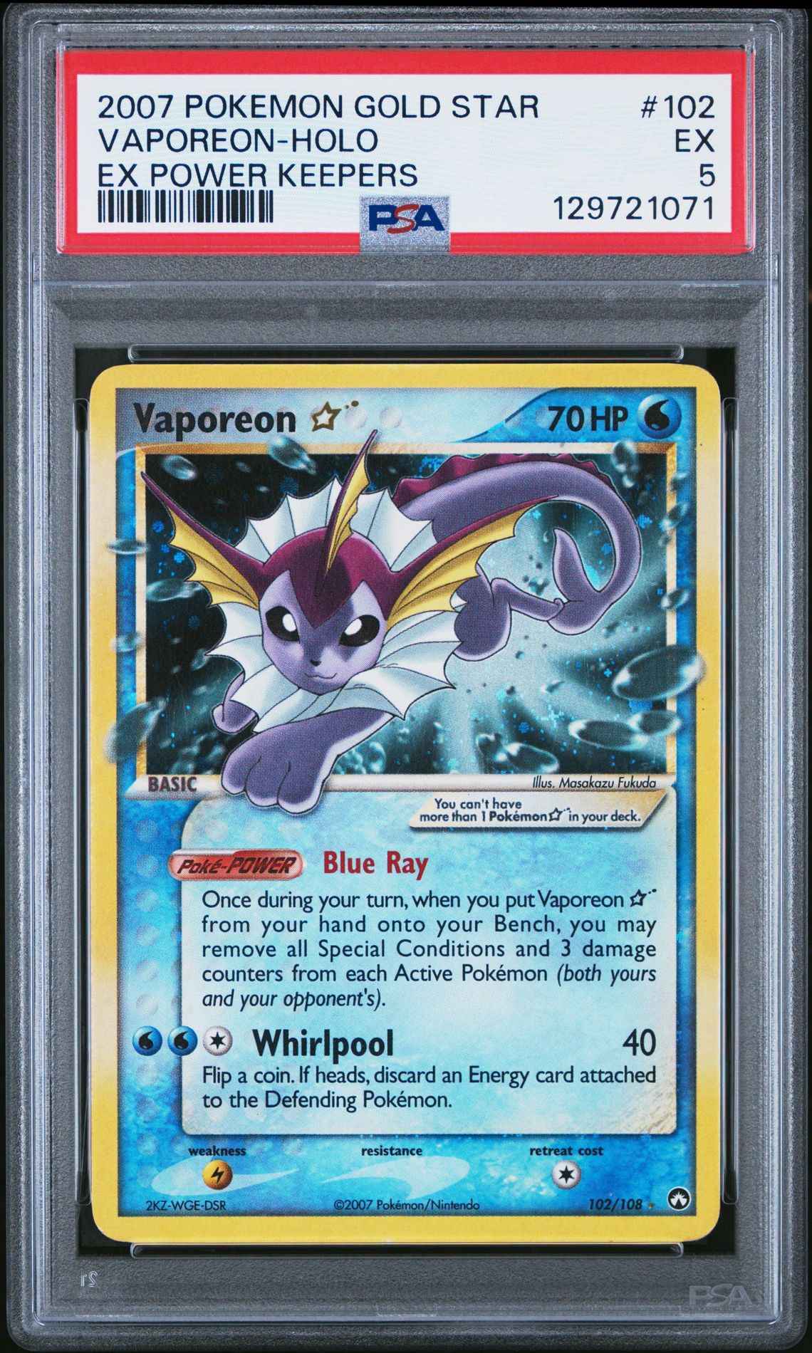 2007 Pokemon POKEMON EX POWER KEEPERS #102 Vaporeon-Holo front