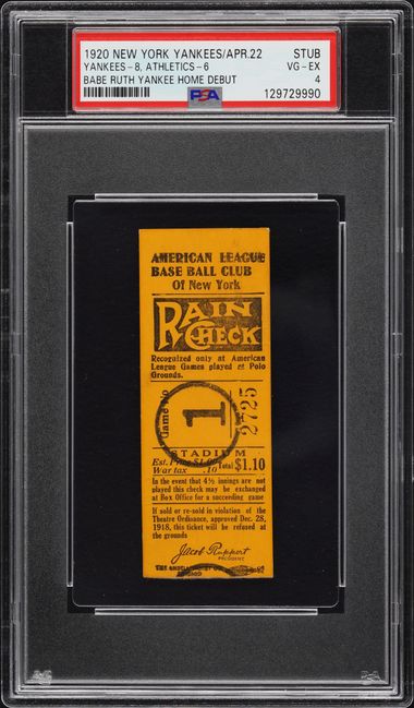 1920 Babe Ruth Yankee Home Debut